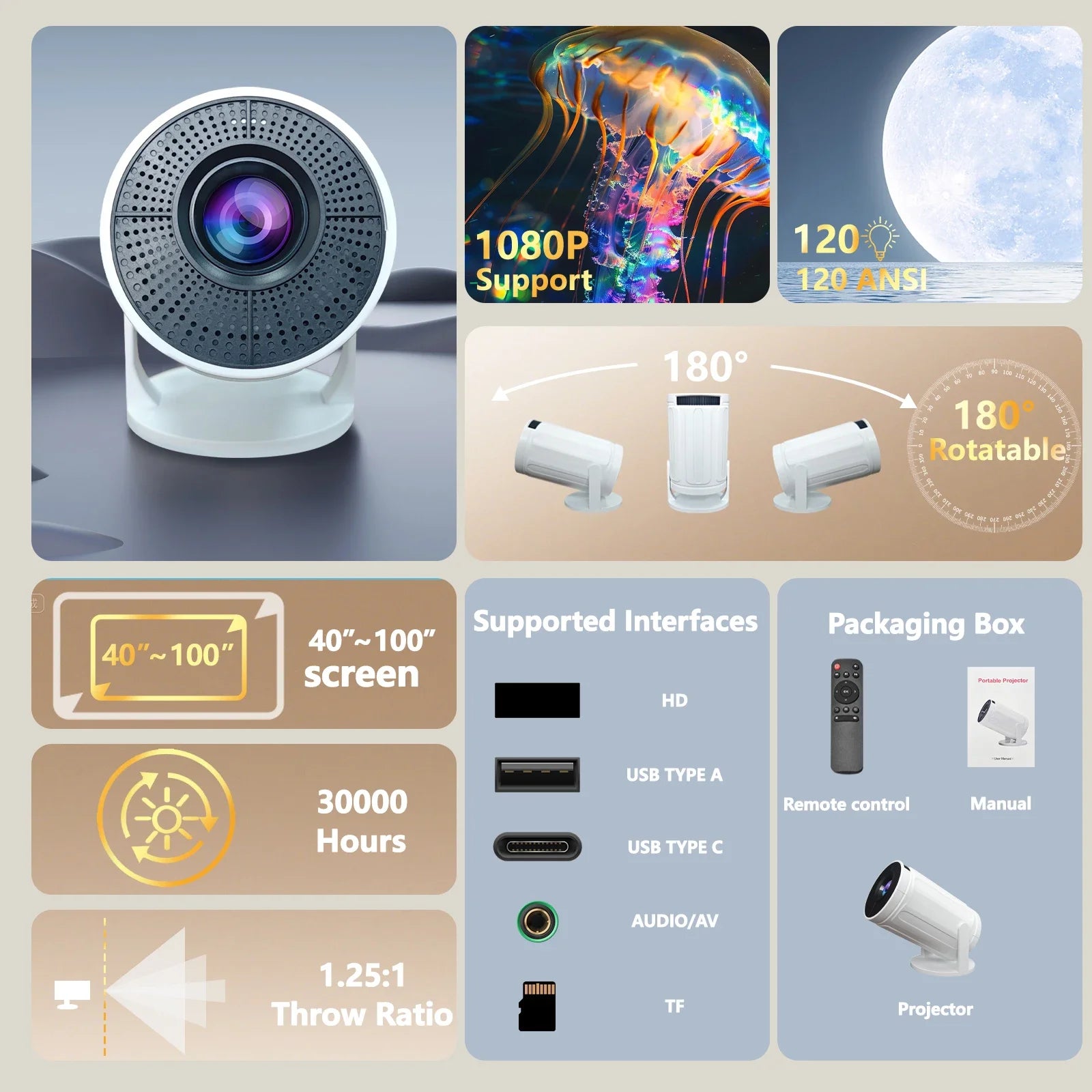 LED Mini HD Portable Projector